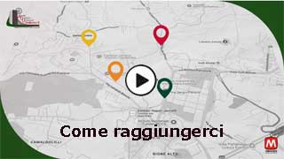 Immagine con link al video "Come raggiungerci" con testo scritto e letto